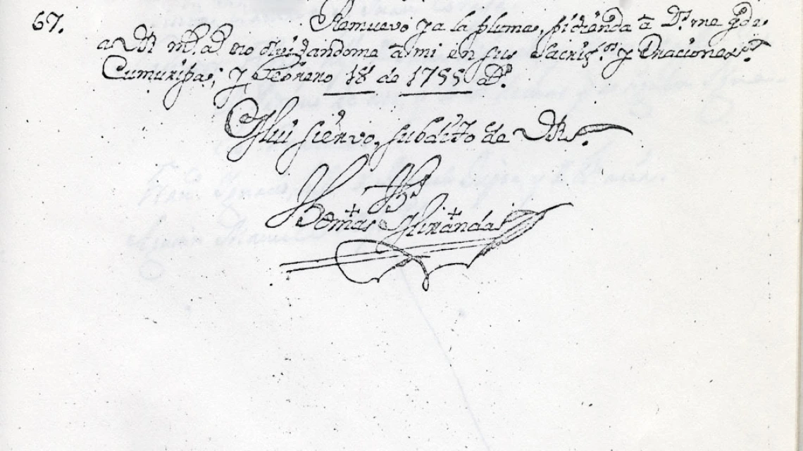 Carta de Tomas Miranda, 1755