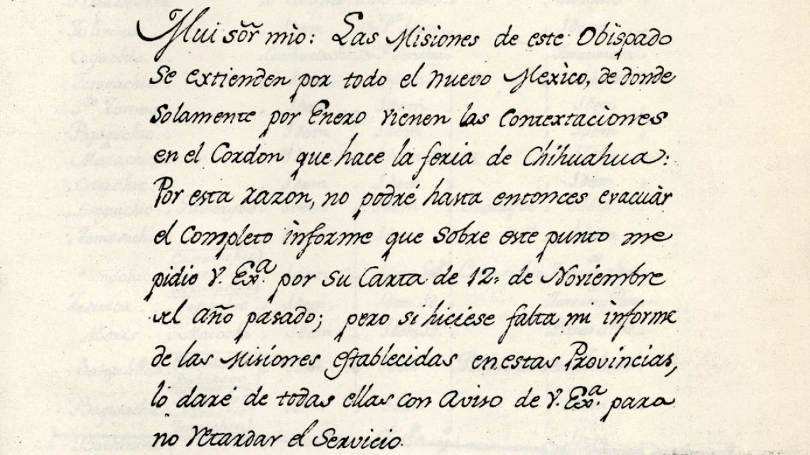 Informe del Obispo de Durango Sobre las Misiones, 1789