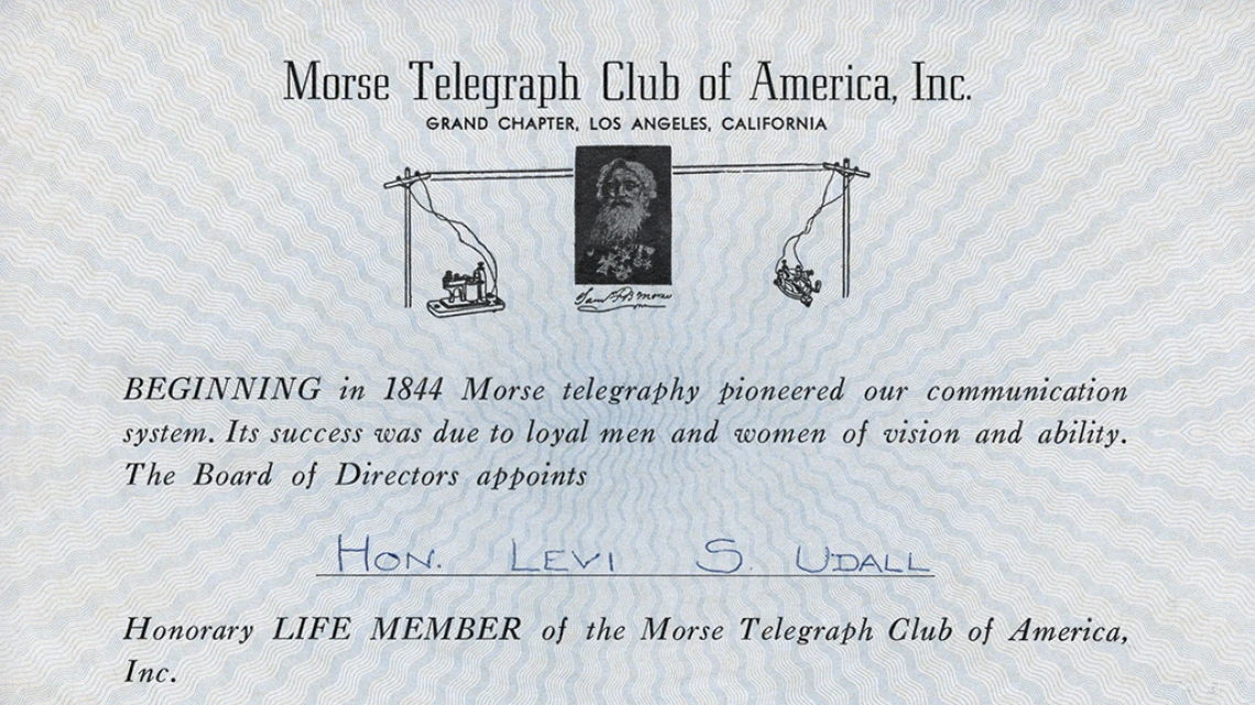 Certificate of Life Membership in the Morse Telegraph Club of America, undated