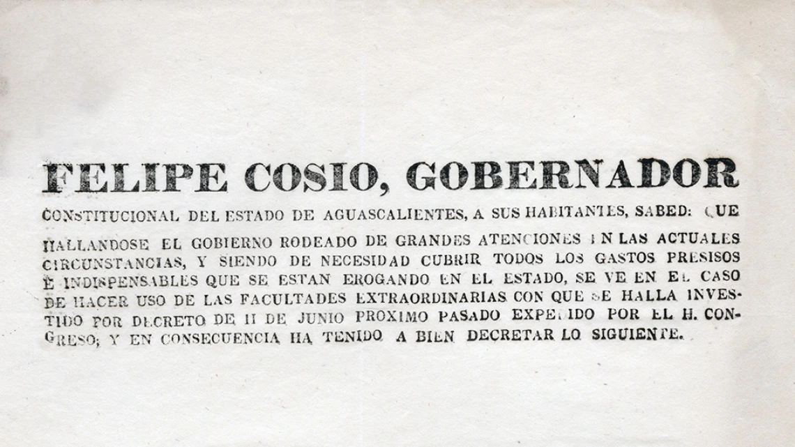 Gobernador Felipe Cosio declaration, 1847