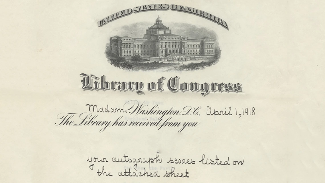 Library of Congress Donation Receipt, April 1, 1918