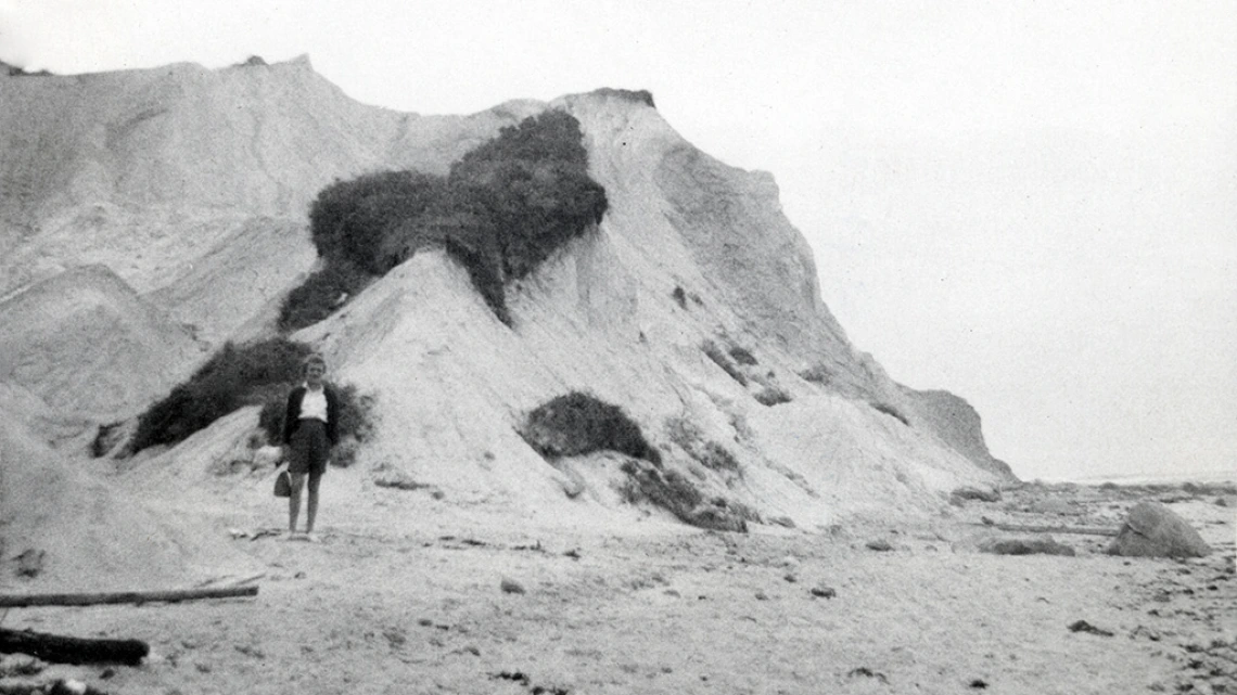 Sue T at Foot of Gay Head Cliffs, circa 1957