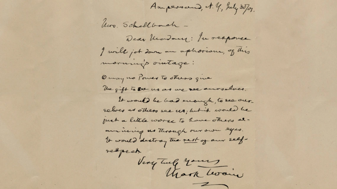 Letter from Mark Twain, July 30, 1901