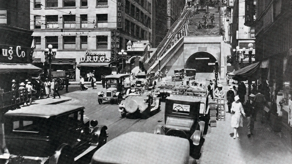 Angels Flight, Third and Hill Streets, Los Angeles, 1920s