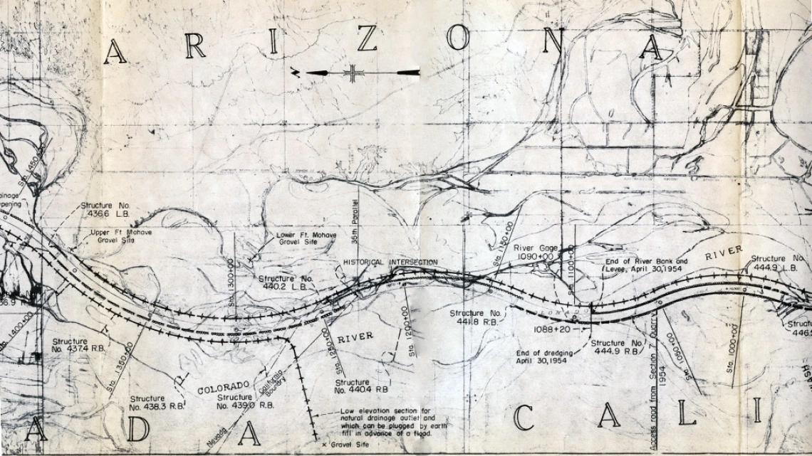 Map for Colorado River Channelization Project, 1955
