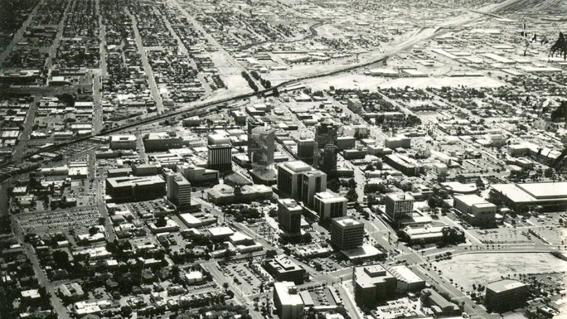 Aerial Photograph of Downtown Tucson, circa 1987