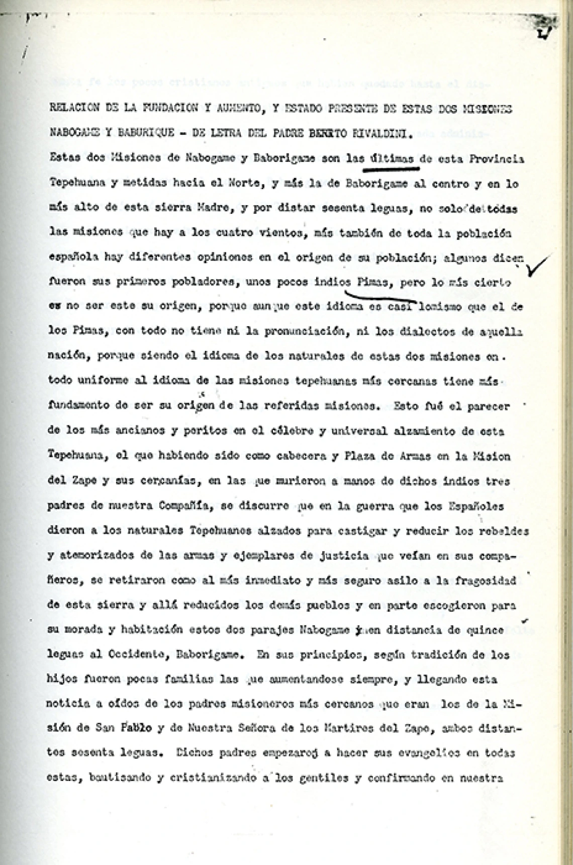 Document relating to the Indians in Sonora