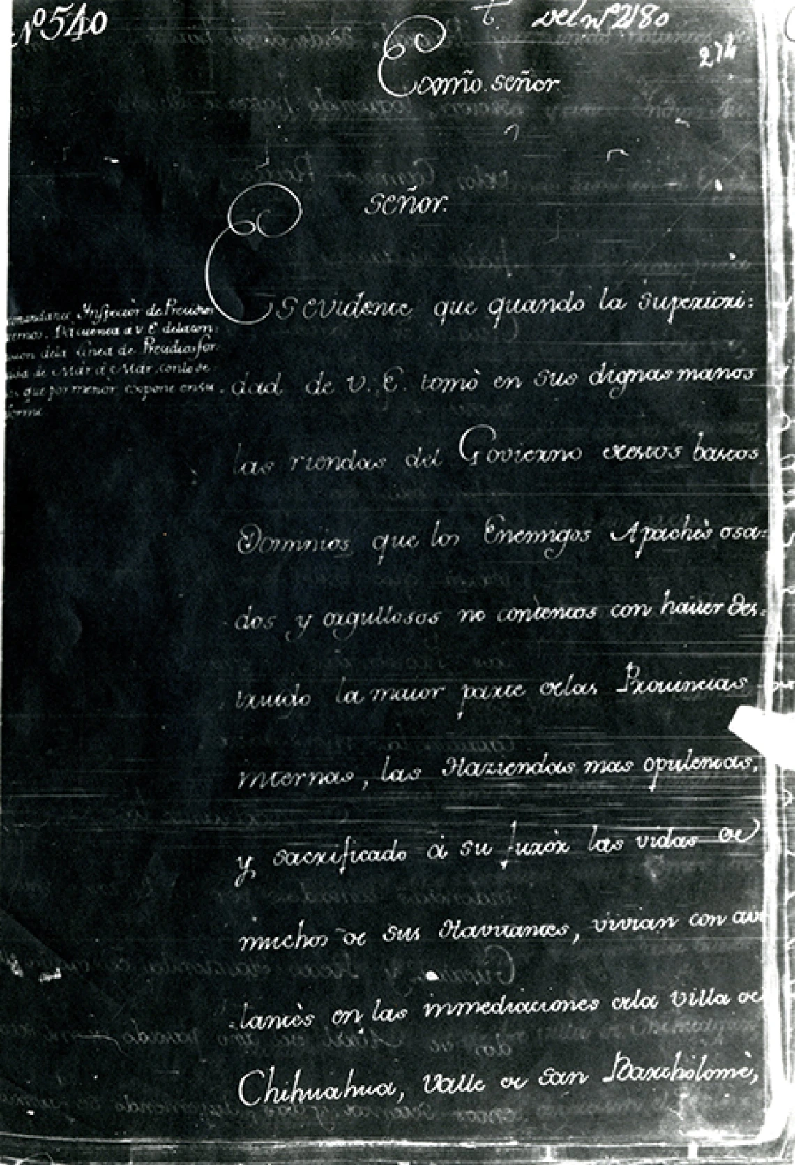 Holograph letter Concerning the Presidios