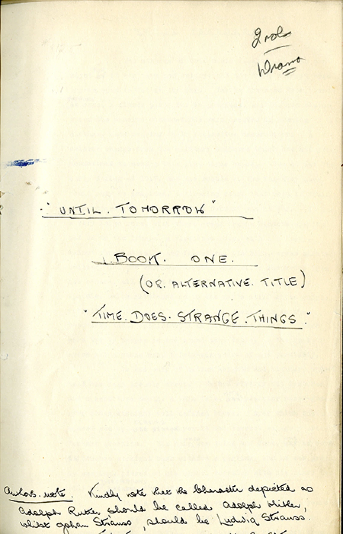 Until Tomorrow Title Page