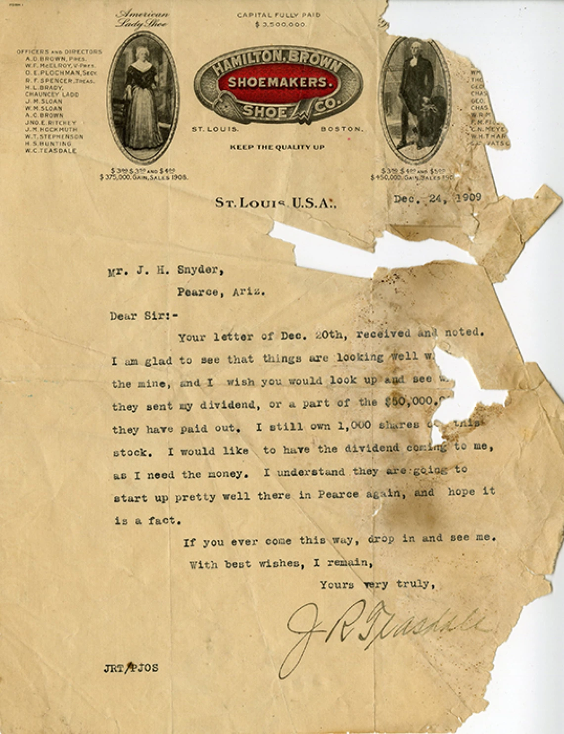 Letter to J.H. Snyder