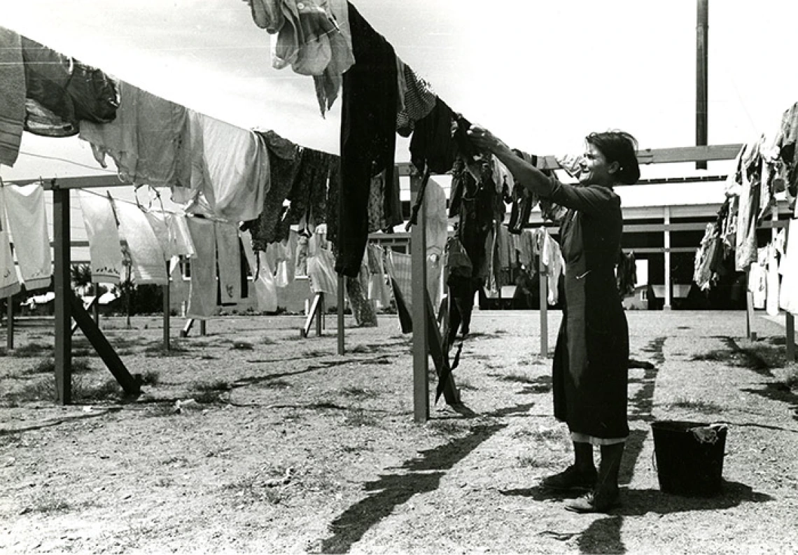 Woman Drying Clothes