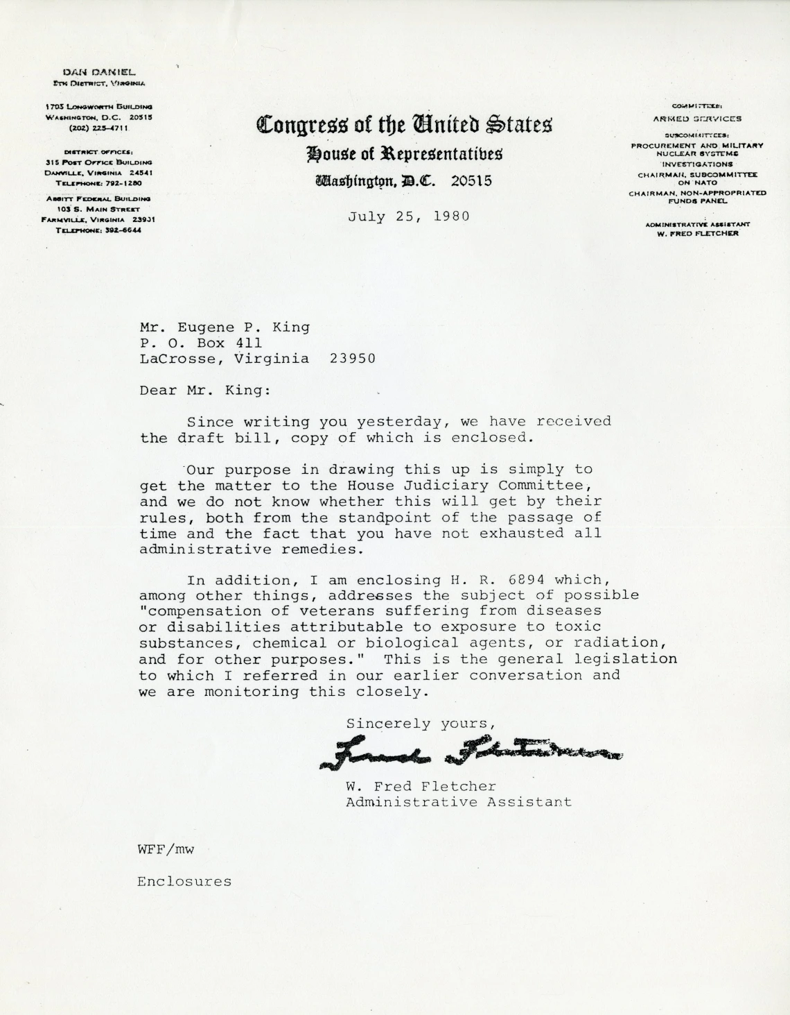 Letter to Mr. Eugene P. King