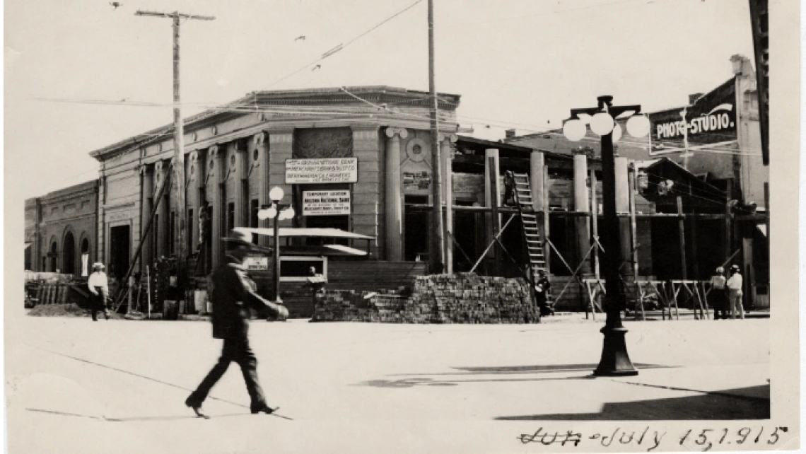 Bank Building on the Southwest Corner of Congress Street and Stone Avenue, Tucson, Arizona, July 15; 1915