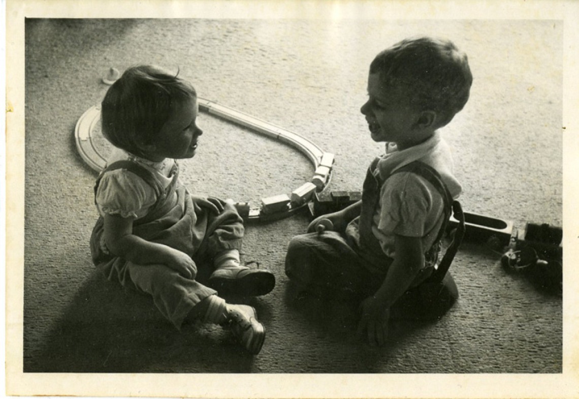 Children Playing with a Train Set