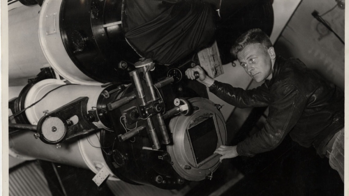 Tom Gehrels at Telescope, circa 1955