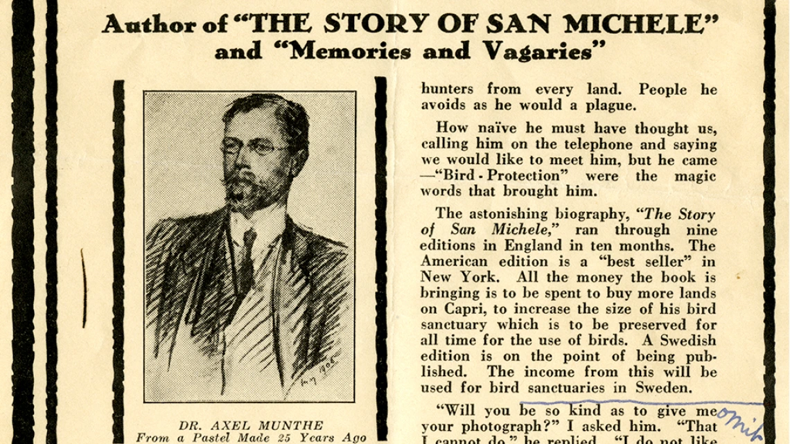 Review of "The Story of San Michele", circa 1930