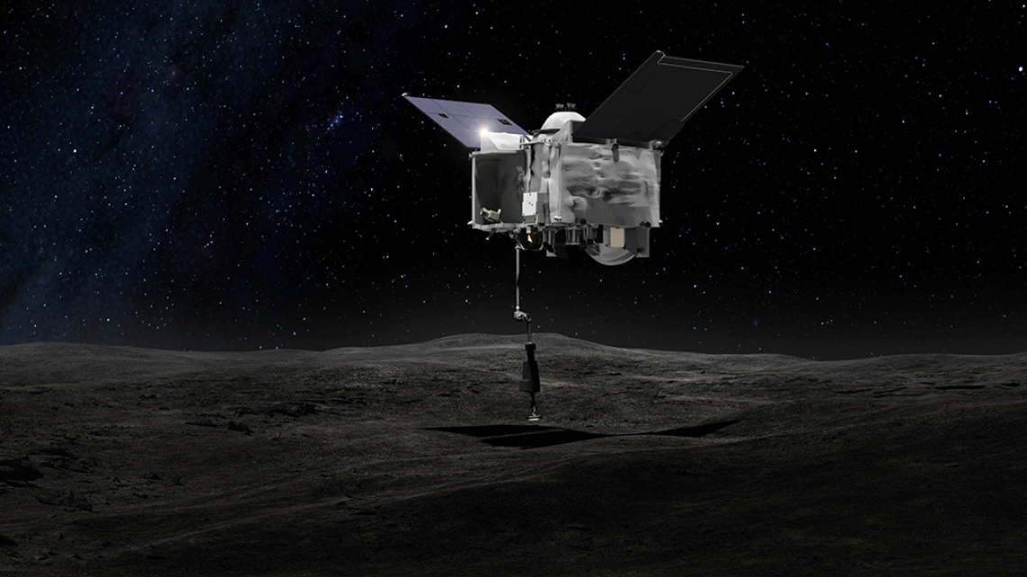 Concept art of the OSIRIS-REx Spacecraft at Asteroid Bennu