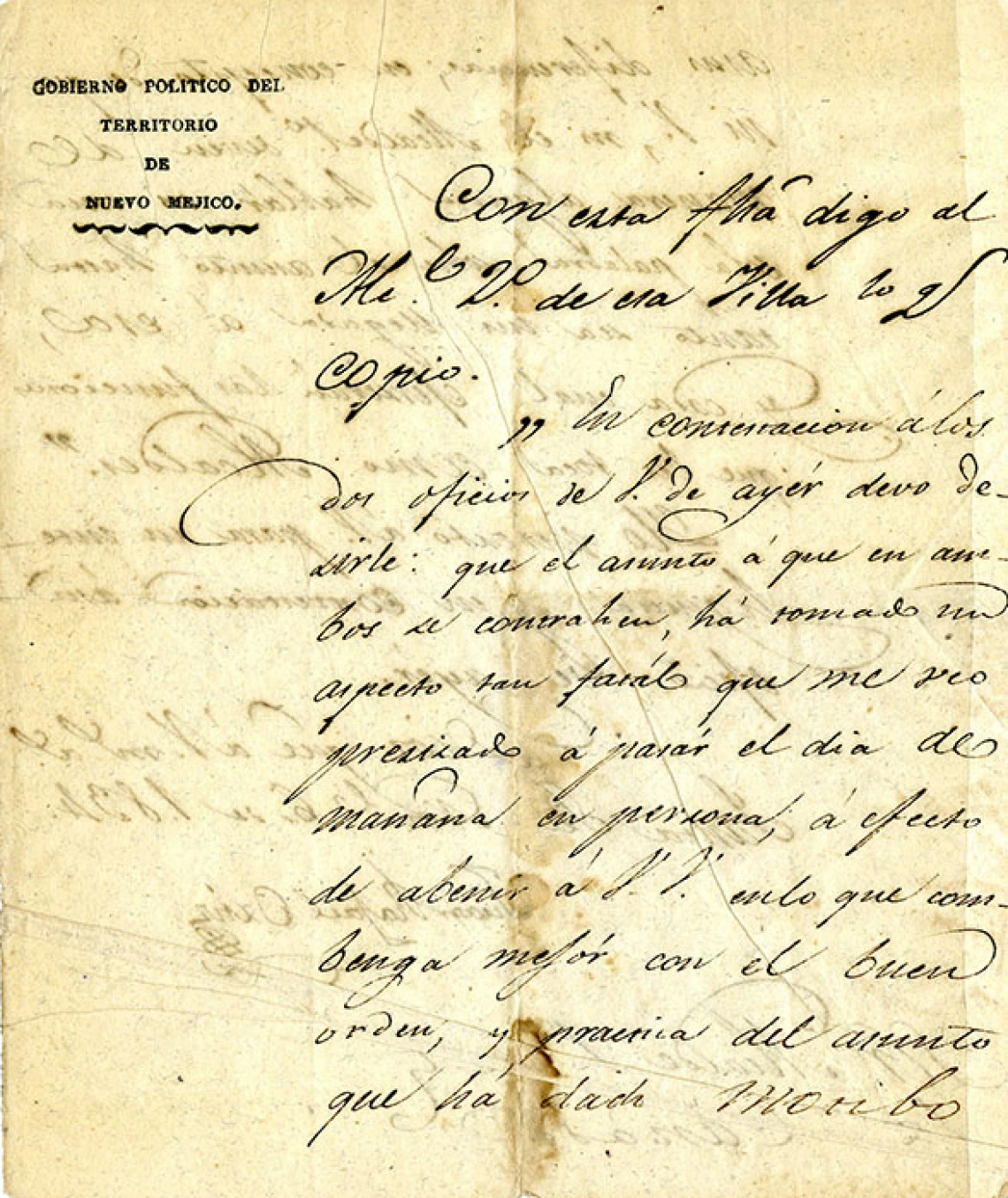 Letter from the Governor of the New Mexico Territory