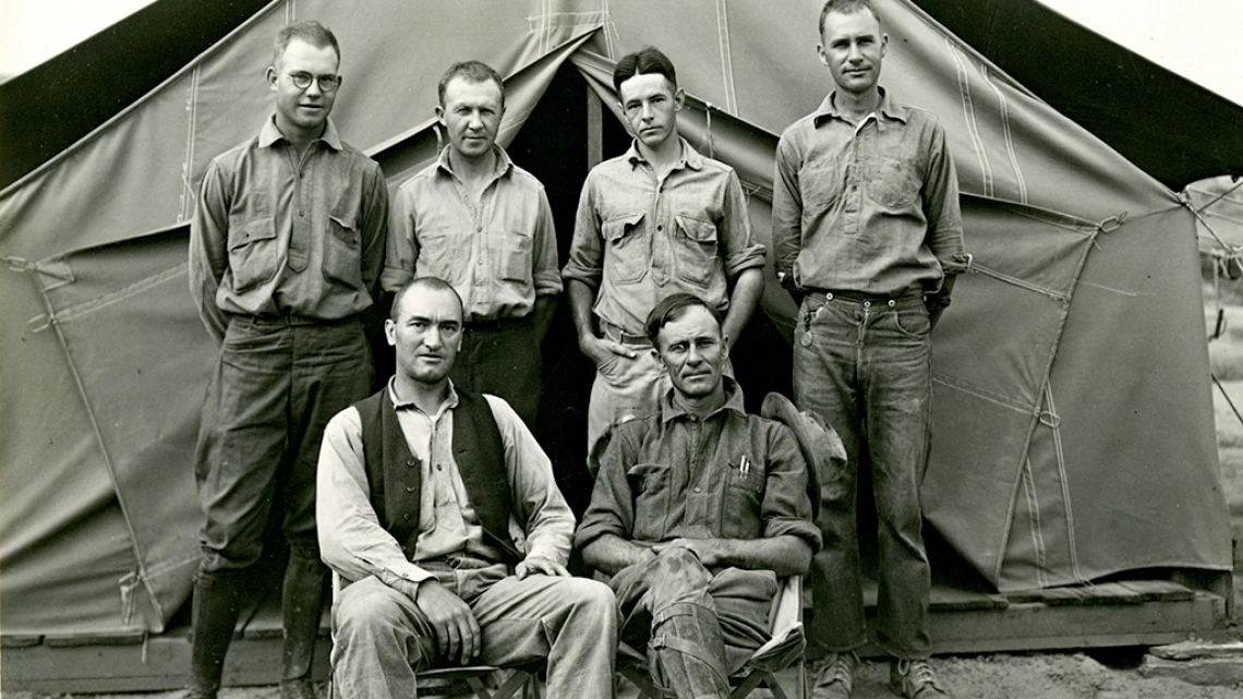 Archaeologist Karl Ruppert with colleagues