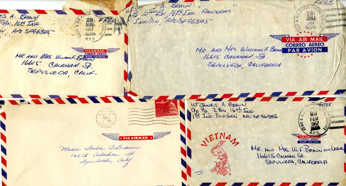 Letters sent from James F. Braun to his family