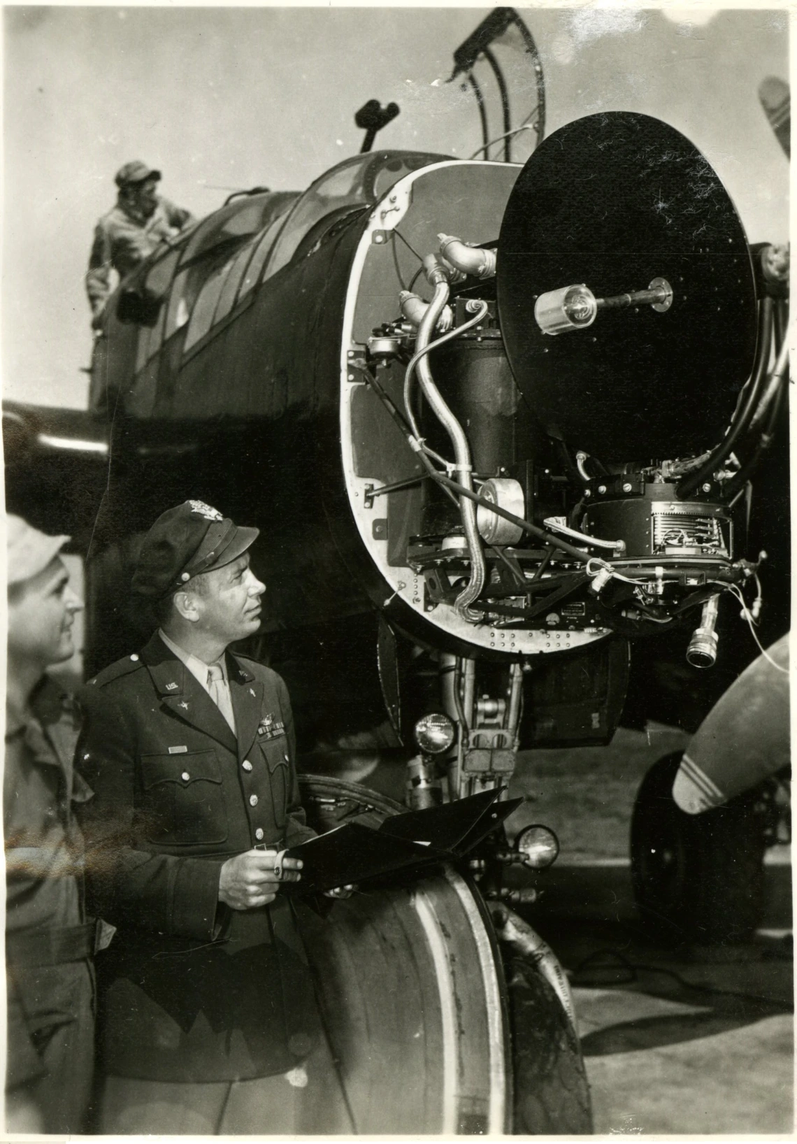 Early Doppler Radar mounted on a plane for weather analysis during WWII's Project Thunderstorm