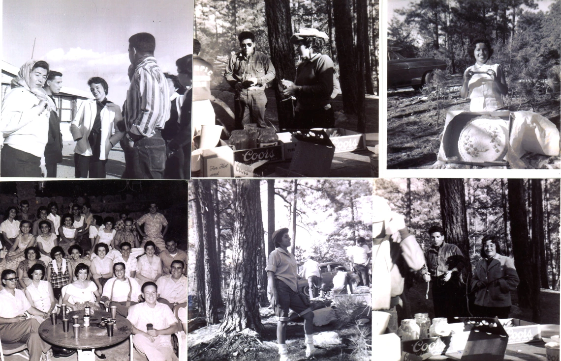 Photographs of the Los Universitarios Club at different social and dinner events, including a camping trip. Photographs of the Los Universitarios Club at different social and dinner events, including a camping trip.
