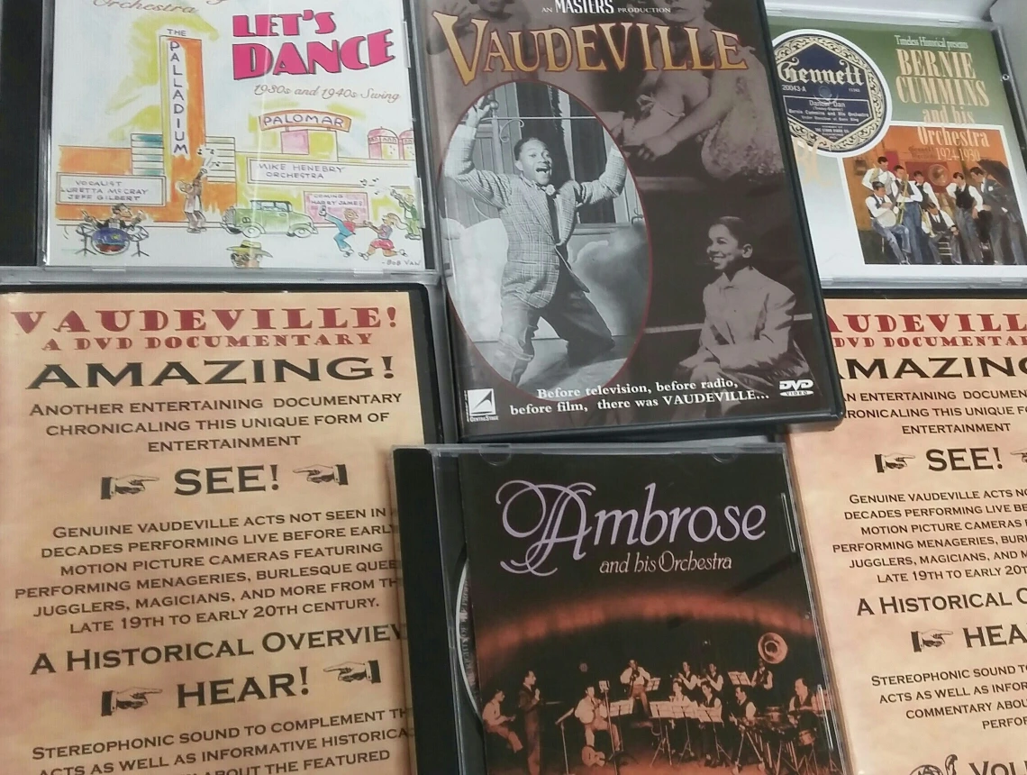 Compact discs and DVDs from the Film and Music of the Vaudeville Era