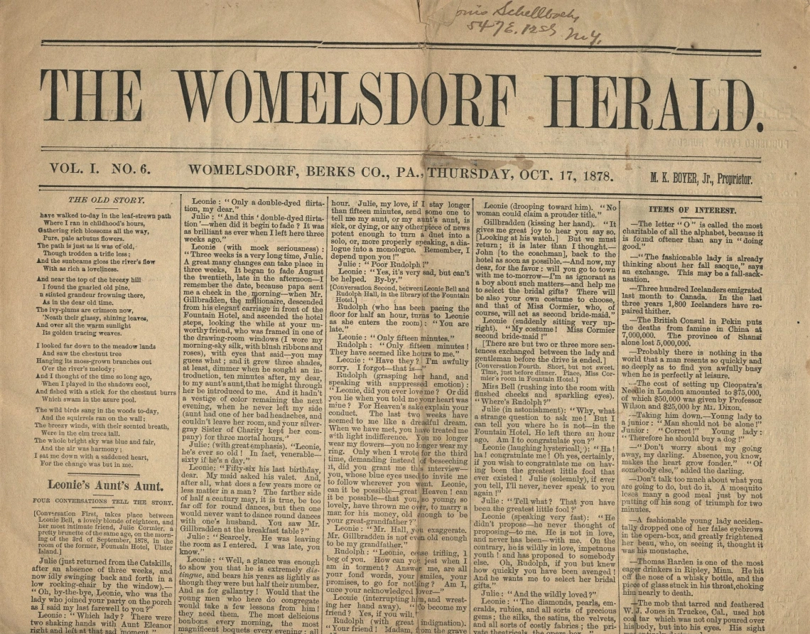 The Womelsdorf Herald, 1878.