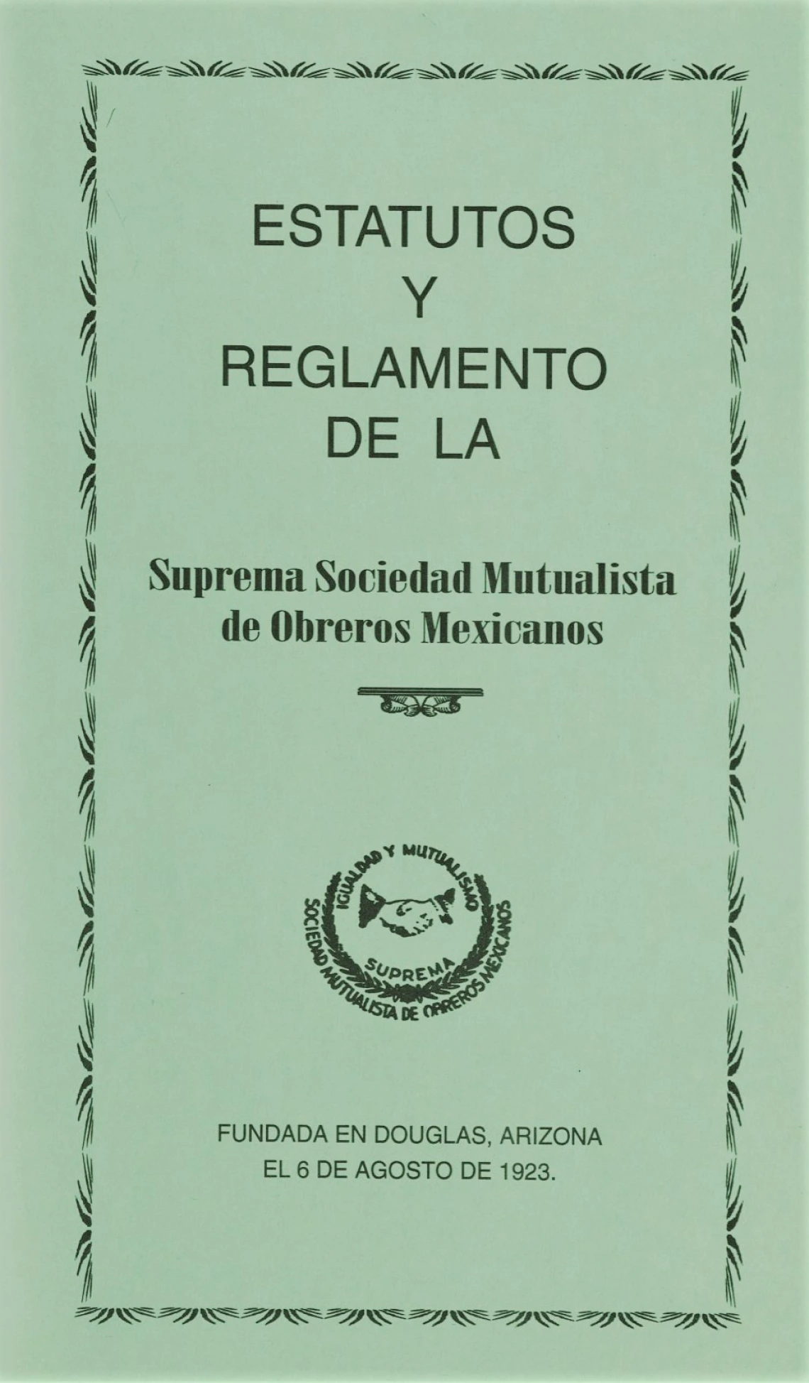 Sociedad Mutualista de Obreros Mexicanos pamphlet