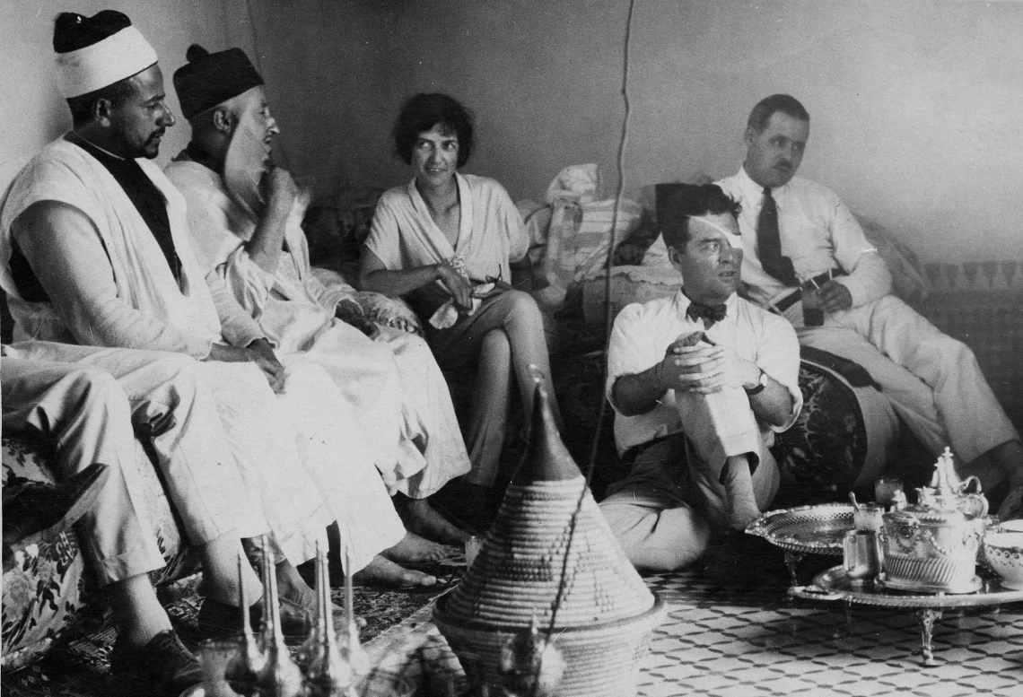 Rosemary Drachman with American war correspondent Floyd Gibbons in Morocco covering the Riff War, 1925