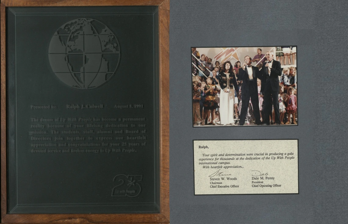 Awards given to Ralph Johnson Colwell for his work with Up with People