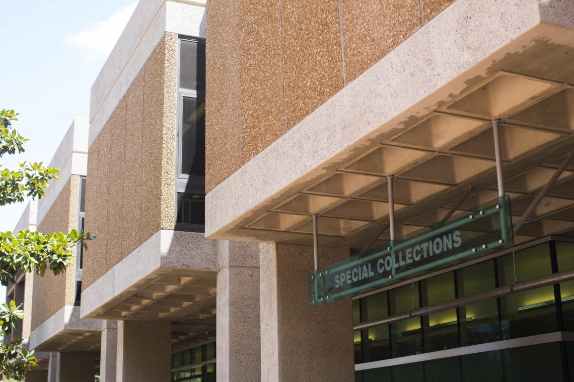 Special Collections sign at the building entrance