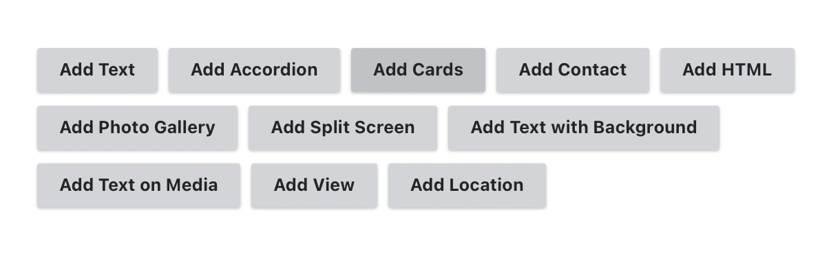 A screenshot of the Drupal page editor with content type options