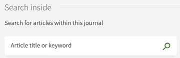 Screenshot of "search within" feature when doing a journal search, which allows searching by title or keyword.