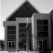 The exterior of the the Music Building, which houses the Fine Arts Library