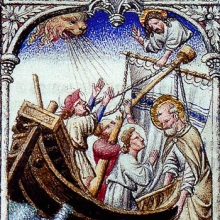 Illustration [detail] from Biblia moralizada de los Limbourg