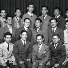 Black and white group photo of the Tucsonians: Japanese American WWII resisters of conscience, Sacramento, California, 1947