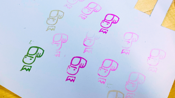 Stamped images on paper