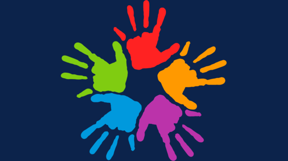 Colorful hands in a circle icon