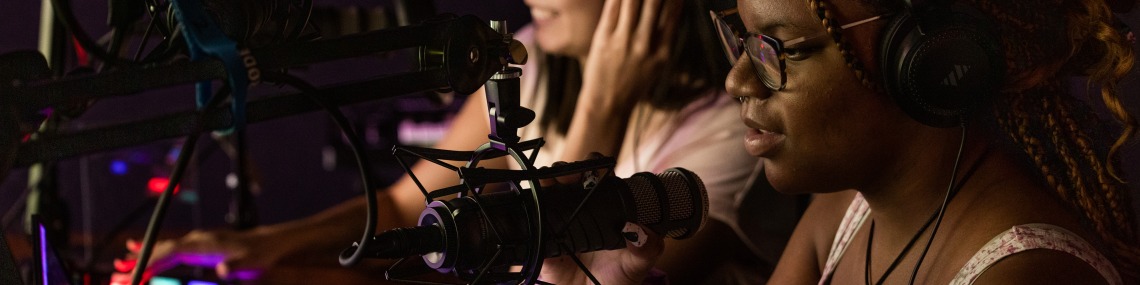 Students Using the Podcasting Equipment