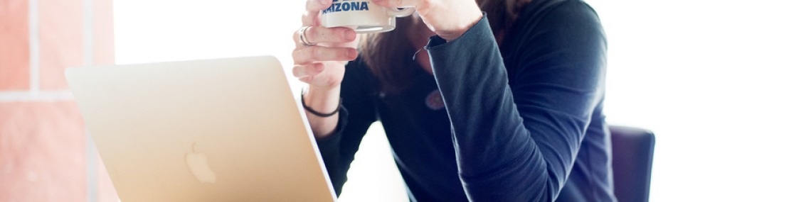 A woman working on a laptop