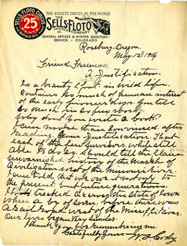 Letter written by William F. Cody (Buffalo Bill)
