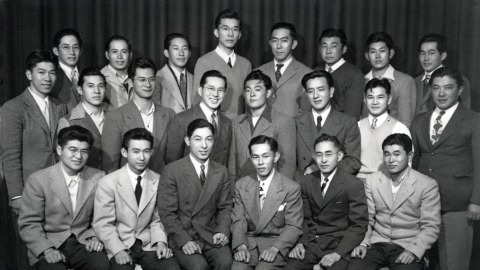 Black and white group photo of the Tucsonians: Japanese American WWII resisters of conscience, Sacramento, California, 1947
