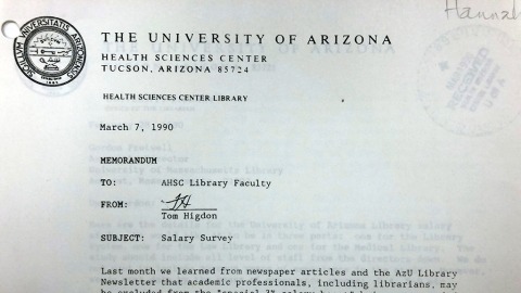 AHSL Library Faculty Assembly correspondence, 1990