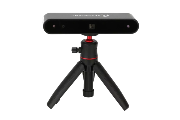A black 3D scanner that looks like a webcam on a small tripod.