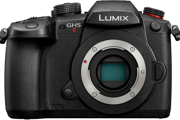 A Panasonic GH5II mirrorless camera without a lens mounted, showing its image sensor.