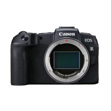 A Canon EOS RP mirrorless camera without a lens mounted, showing its image sensor.