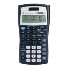 A dark blue scientific calculator.