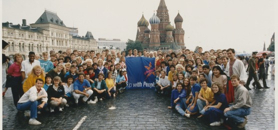Up with People Cast 87A at the Moscow Kremlin on the first UWP tour of Russia, June 1988
